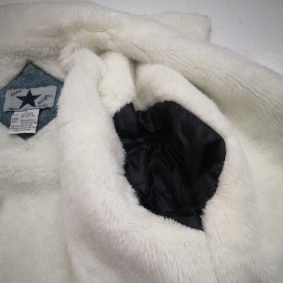 Star Blue Ladies Size Small Blue Denim Jacket with White Faux Fur Lining - Picture 10 of 13
